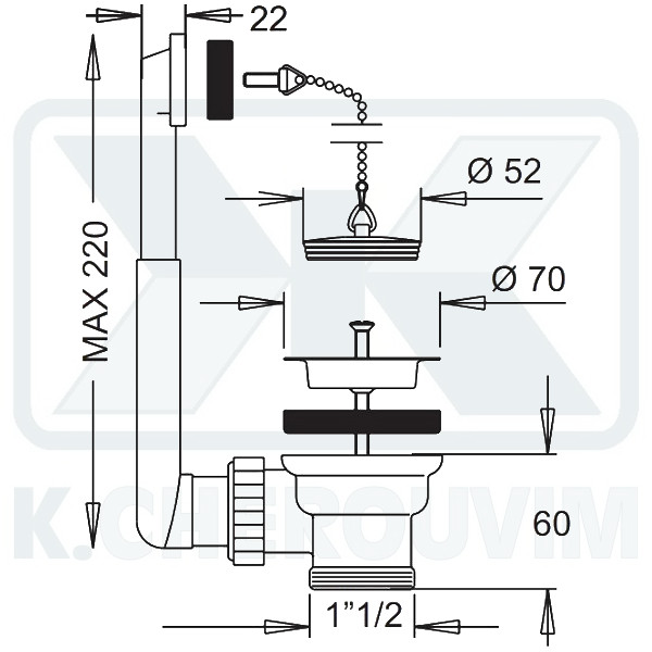 ΒΑΛΒΙΔΑ ΝΕΡΟΧΥΤΗ ΙΝΟΧ ΨΗΛΗ ΜΕ ΠΑΡΑΛΛΗΛΟΓΡΑΜΜΗ ΥΠΕΡΧΕΙΛΗΣΗ 1"1/2 Χ Φ70 ΠΛΑΣΤΙΚΗ ΜΕΤΑΛΛΙΚΟ ΠΑΞΙΜ. - Image 2