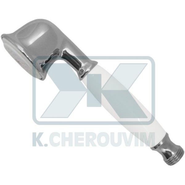 HAND - HELD SHOWER OLD CROM.-WHITE WITH PLASTIC WHITE FILTER SHOWER