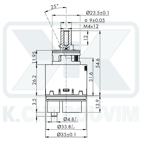 MECHANISM ΝΚJ35Β - ? 35 RIGHT WARM 2 SPILE AND DISTRIBUTOR CERAMIC FOR MIXING MIXER - Image 2