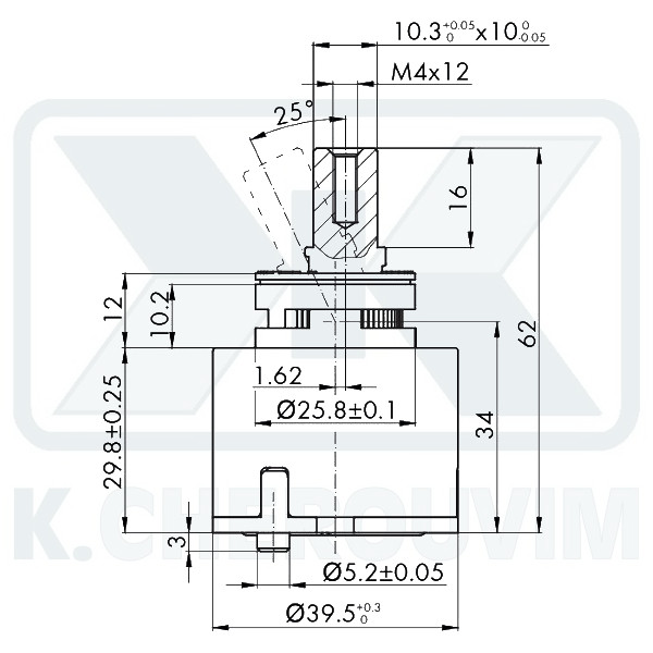 MECHANISM ΝΚJ40Α - ? 40 RIGHT WARM 2 SPILE WITHOUT DISTRIBUTOR CERAMIC FOR MIXING MIXER - Image 2