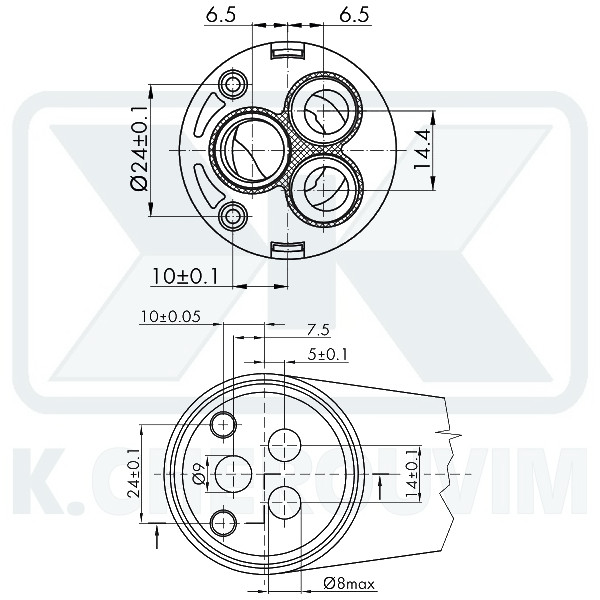 MECHANISM ΝΚJ40Α - ? 40 RIGHT WARM 2 SPILE WITHOUT DISTRIBUTOR CERAMIC FOR MIXING MIXER - Image 3