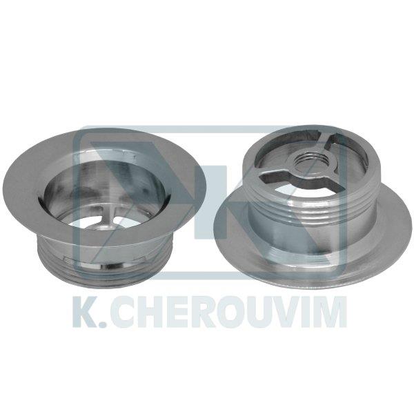 ΒΑΣΗ ΤΑΠΑΣ ΟΡΕΙΧΑΛΚΙΝΗΣ ΧΡΩΜΕ ΚΛΙΚ ΒΑΛΒΙΔΑΣ ΛΟΥΤΡΟΥ Φ70 Χ Η28 - 1"1/2 ΑΡΣ. Χ 1/4" ΘΗΛ.