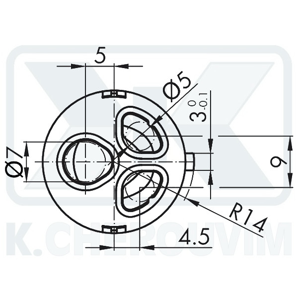 MECHANISM Κ25Η - ? 25 WITH SIDE SPILE WITHOUT POINTS CERAMIC FOR MIXING MIXER, LEVER 9X9 Η48 - Image 3
