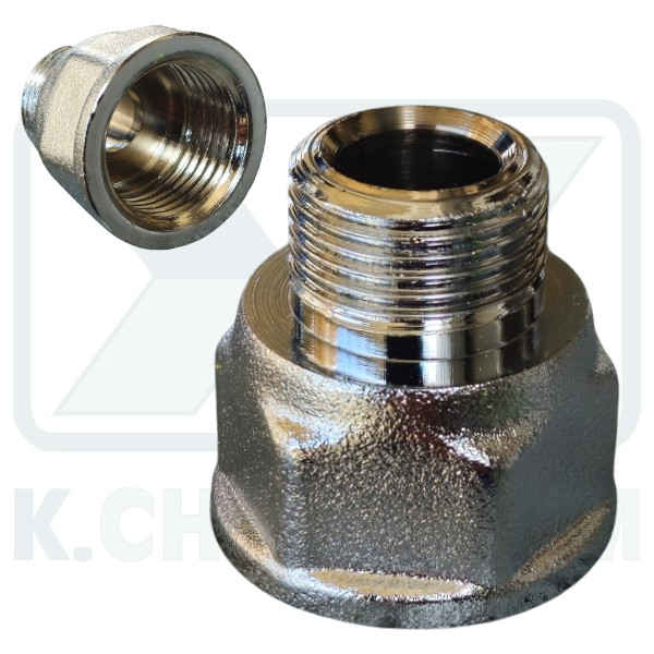 ΜΟΥΦΟΜΑΣΤΟΣ Β.Τ. ΣΥΣΤ. ΧΡΩΜΕ 3/8" ΑΡΣ. ΚΩΝ. Χ 1/2" ΘΗΛ. ΕΞΑΓΩΝΟΣ (UΝΙ ΕΝ 12165)