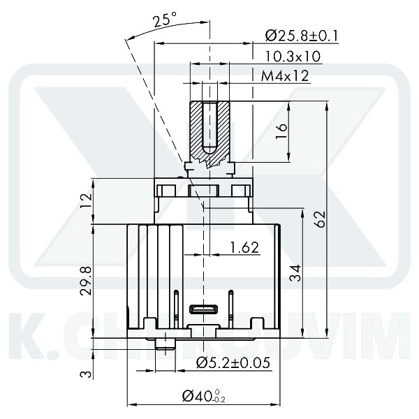 MECHANISM ΚΝ40Α - ? 40 SAVINGS HOT WATER WITH 2 SPILE WITHOUT DISTRIBUTOR CERAMIC MIXING - Image 2