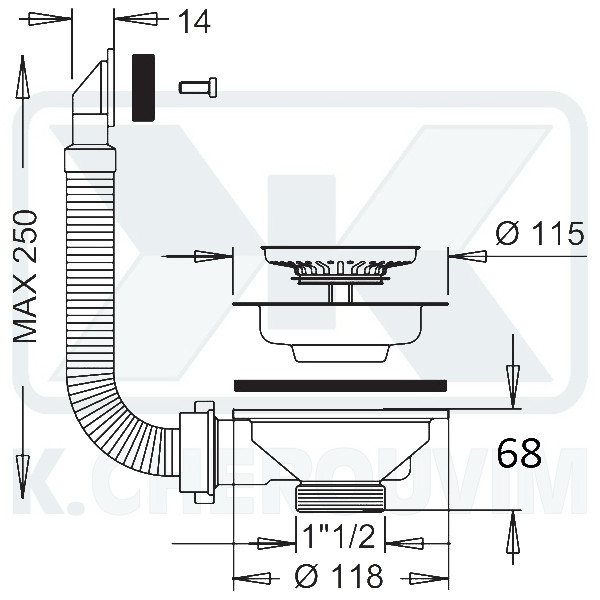ΒΑΛΒΙΔΑ ΝΕΡΟΧΥΤΗ Β.Τ. ΜΕ ΣΤΡΟΓΓΥΛΗ ΥΠΕΡΧΕΙΛΙΣΗ ΙΝΟΧ-ΠΛΑΣΤΙΚΗ 1"1/2 Χ Φ115 (3"1/2) ΒΙΔΑ L65 - Image 2