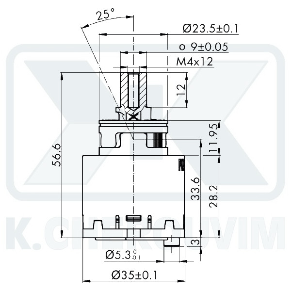 MECHANISM ΝΚJ35C - ? 35 RIGHT WARM 1 SPILE WITHOUT DISTRIBUTOR CERAMIC FOR MIXING MIXER - Image 2