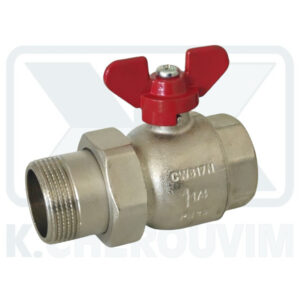 BALL VALVE N. 797 - 1"1/4 M.F. WITH UNION NUT FULL FLOW WITH ALUMINIUM BUTTERFLY HANDLE PN25 NICKEL PLATED