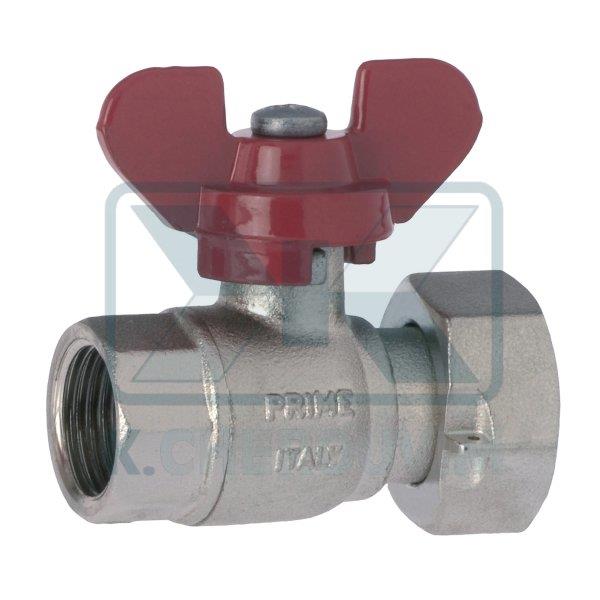 BALL VALVE 1/2" F. WITH SLIDING NUT 3/4" F. NICKEL PLATED