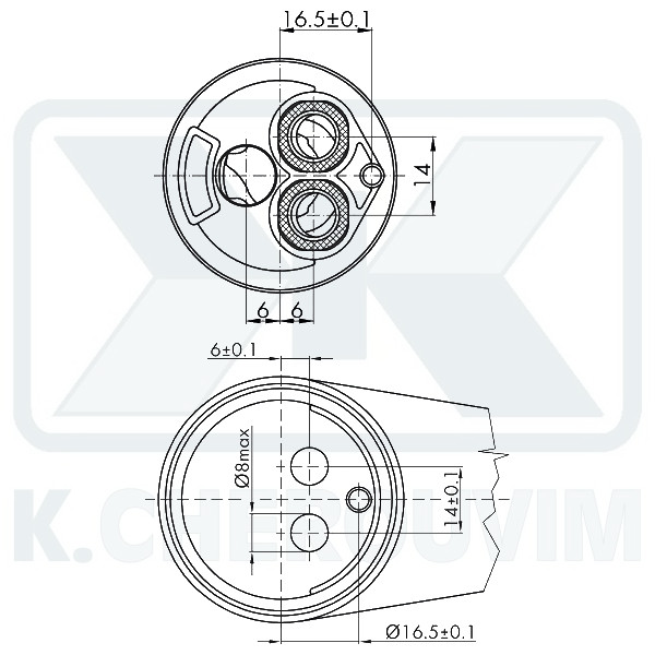 MECHANISM ΝΚJ42D - ∅ 42 RIGHT WARM 1 SPILE AND DISTRIBUTOR CERAMIC FOR MIXING MIXER - Image 3