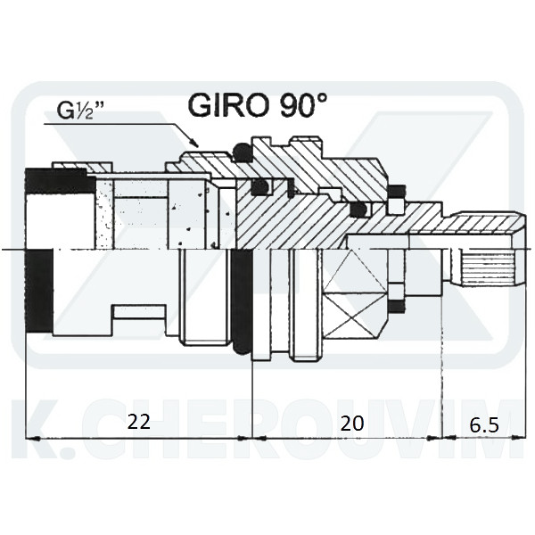 1/2" BRASS HEADWORK BLUE RIGHT SPLINE ? 8 X Ζ24 - 3/16" CERAMIC 90° FOR CLASSIC TAPS - Image 2