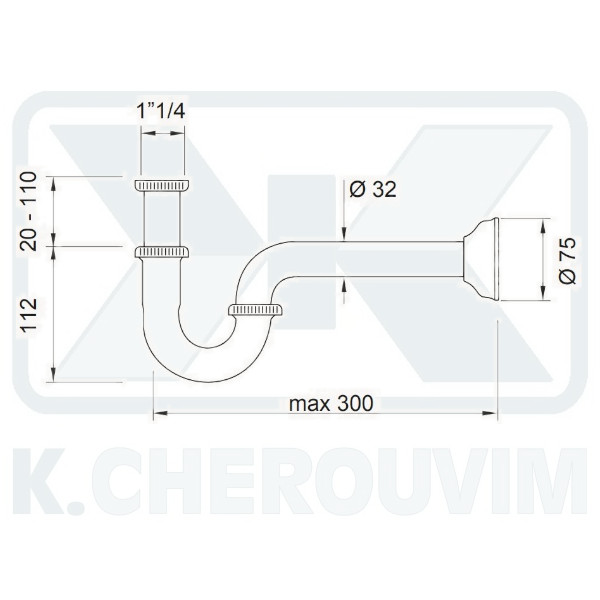 SIPHON BRONZE PIPED HEAVY DUTY WASHBASIN 1"1/4 X ? 32 X L250 - Image 2