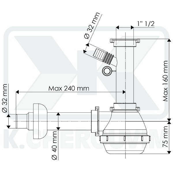 ΛΙΠΟΣΥΛΛΕΚΤΗΣ ΜΟΝΟΣ 1"1/2 ΜΕ ΕΞΟΔΟ Φ40 & ΕΞΑΓΩΓΗ ΠΛΥΝΤΗΡΙΟΥ ΠΛΑΣΤΙΚΟΣ ΛΕΥΚΟΣ - Image 2