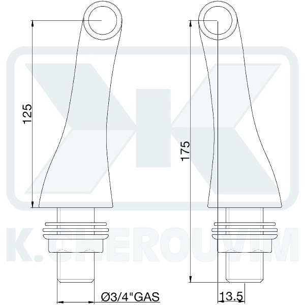 ΖΕΥΓΟΣ ΕΚΚΕΝΤΡΑ ΓΩΝΙΑΚΑ ΕΞΩΤΕΡΙΚΑ Η125 Χ 3/4" ΑΡΣ. Χ 3/4" ΑΡΣ. ΧΡΩΜΕ ΜΠΑΤΑΡΙΩΝ ΛΟΥΤΡΟΥ - Image 2