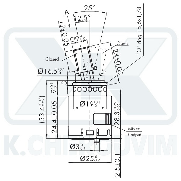 MECHANISM Κ25ΟΡ - ? 25 WITH SIDE SCREAMS CERAMIC FOR MIXING MIXER, CROM. LEVER 9X9 Η53 - Image 2