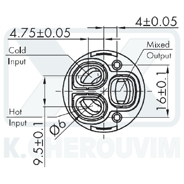 MECHANISM Κ25ΟΡ - ? 25 WITH SIDE SCREAMS CERAMIC FOR MIXING MIXER, CROM. LEVER 9X9 Η53 - Image 3