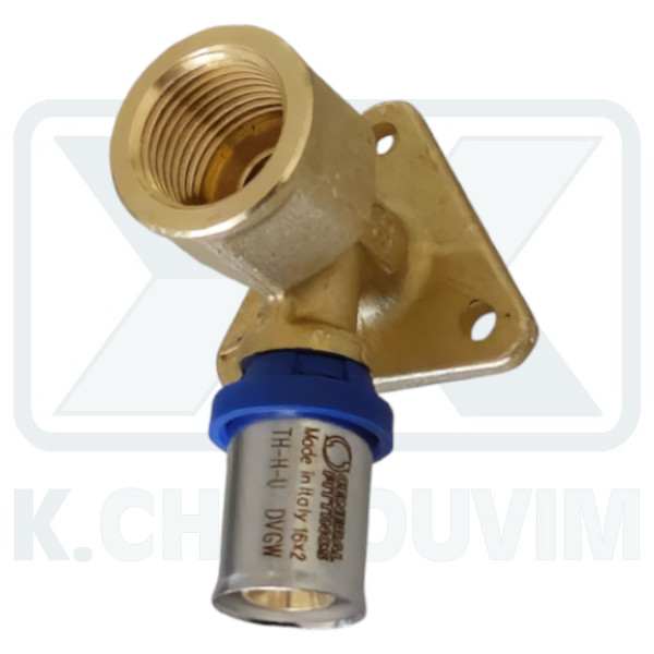 ΓΩΝΙΑ Β.Τ. ΜΕ ΣΤΗΡ. ΠΡΕΣ. ΘΗΛ. 1/2" Χ Φ16 Χ 2,0 mm ΟΡΕΙΧ. ΜΕ ΚΥΑΘΙΟ ΙΝΟΧ 10 bar +90˚C UΝΙ ΙSΟ 7/1