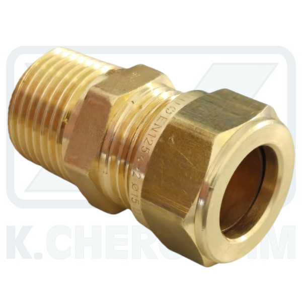 MALE STRAIGHT COMPRESSION BRASS FITTING 8 Χ 1/4" FOR COPPER TUBE