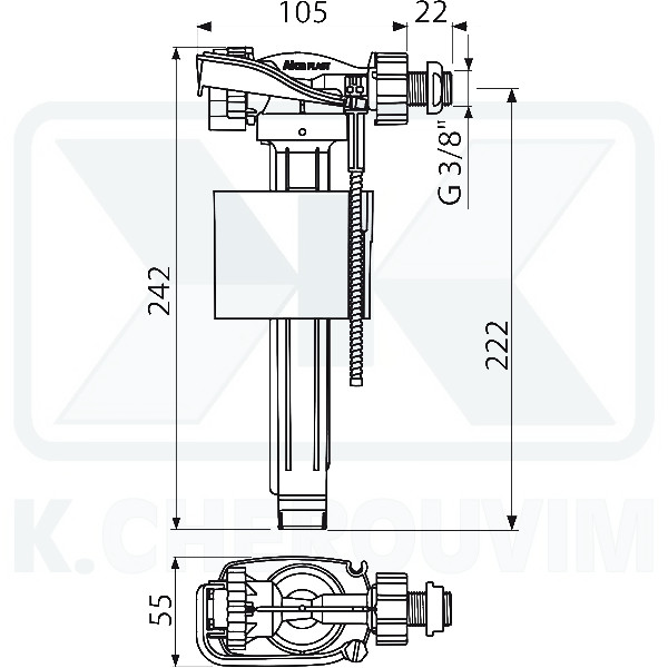 ΦΛΟΤΕΡ Α16Μ - 3/8" ΓΙΑ ΚΑΖΑΝΑΚΙ ΕΝΤΟΙΧΙΣΜΟΥ Α115/1000 ΠΛΑΪΝΟ ΜΕ ΟΡΕΙΧΑΛΚΙΝΟ ΣΠΕΙΡΩΜΑ - Image 2