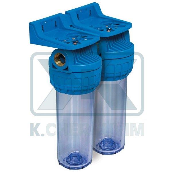 ΣΥΣΚΕΥΗ ΠΛΑΣΤΙΚΗ ΔΙΠΛΗ ΜΕ ΔΙΑΦΑΝΟ ΔΟΧΕΙΟ 3/4" Θ.Θ. Χ 9"3/4 (ΕΝΘΕΤΟ 25 cm) ΦΙΛΤΡΟΥ ΝΕΡΟΥ