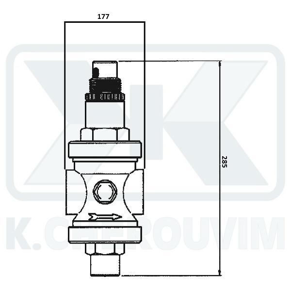 ΜΕΙΩΤΗΣ ΠΙΕΣΗΣ ΟΡΕΙΧΑΛΚΙΝΟΣ 3" ΘΗΛ. ΘΗΛ. ΜΕ ΕΔΡΑ ΙΝΟΧ PN 25 ΚΑΙ ΥΠΟΔΟΧΗ ΓΙΑ ΜΑΝΟΜΕΤΡΟ 1/4" - Image 2
