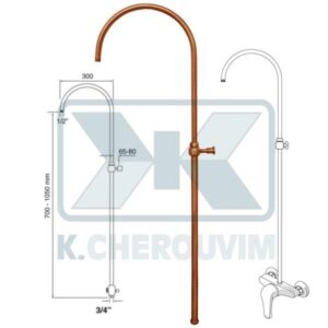 ΚΟΛΟΝΑ ARCO ΠΤΥΣΣΟΜΕΝΗ Φ24-Φ20 ΜΕ 1 ΣΤΗΡΙΓΜΑ ΤΟΙΧΟΥ RAME