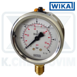 ΜΑΝΟΜΕΤΡΟ WIKA ΙΝΟΧ-ΟΡΕΙΧΑΛΚΙΝΟ ΓΛΥΚΕΡΙΝΗΣ ΚΑΘΕΤΟ Φ63/0+6 bar 1/4" (ΚΑΤΩ ΣΠΕΙΡΩΜΑ) ΑΚΡΙΒΕΙΑ ±1,6%