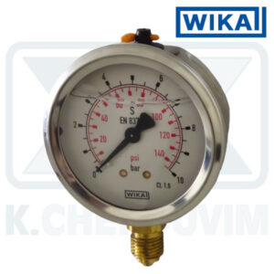 ΜΑΝΟΜΕΤΡΟ WIKA ΙΝΟΧ-ΟΡΕΙΧΑΛΚΙΝΟ ΓΛΥΚΕΡΙΝΗΣ ΚΑΘΕΤΟ Φ63/0+10 bar 1/4" (ΚΑΤΩ ΣΠΕΙΡΩΜΑ) ΑΚΡΙΒΕΙΑ ±1,6%