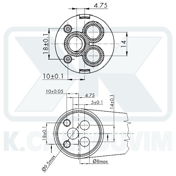 DISTRIBUTOR CERAMIC ΚDN35Α - ? 35 WITH BRASS AXIS ? 8 X Ζ20 WITH 2 SPILE WITHOUT OVERHANG - Image 3