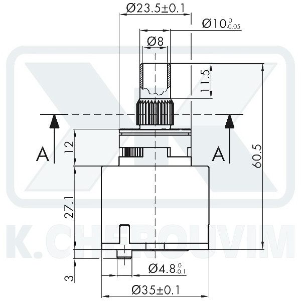 MECHANISM ROTARY ΟΜ 90° FΤ35Α - ? 35 OUTPUT FROM AXIS BRASS ? 10 X Ζ30 WITH 2 SPILE CERAMIC - Image 2