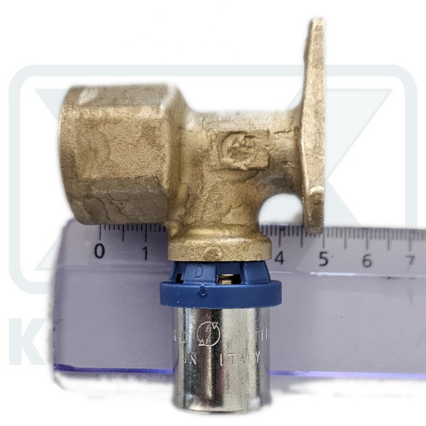 ΓΩΝΙΑ Β.Τ. ΜΕ ΣΤΗΡ. ΠΡΕΣ. ΘΗΛ. 1/2" Χ Φ18 Χ 2,0 mm ΟΡΕΙΧ. ΜΕ ΚΥΑΘΙΟ ΙΝΟΧ 10 bar +90˚C UΝΙ ΙSΟ 7/1 - Image 2