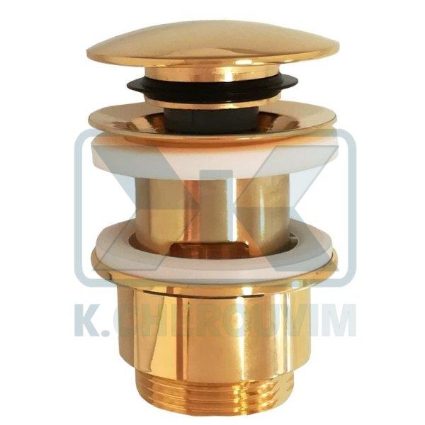VALVE WASHBASIN CLICK GOLDEN Η.60 WITH OVERFLOW AND CYLINDRICAL NUT