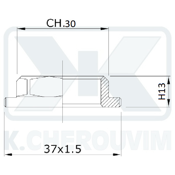 BACK NUT MALE Μ37X1,5 Η13 ? 24 #30 BRASS MIXING MECHANISM ? 35 - Image 2