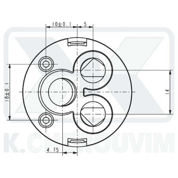 DISTRIBUTOR CERAMIC ΚDΖ35Α - ? 35 WITH BRASS AXIS 9 X 9 WITH 2 SPILE WITHOUT OVERHANG 2 WAY - Image 3