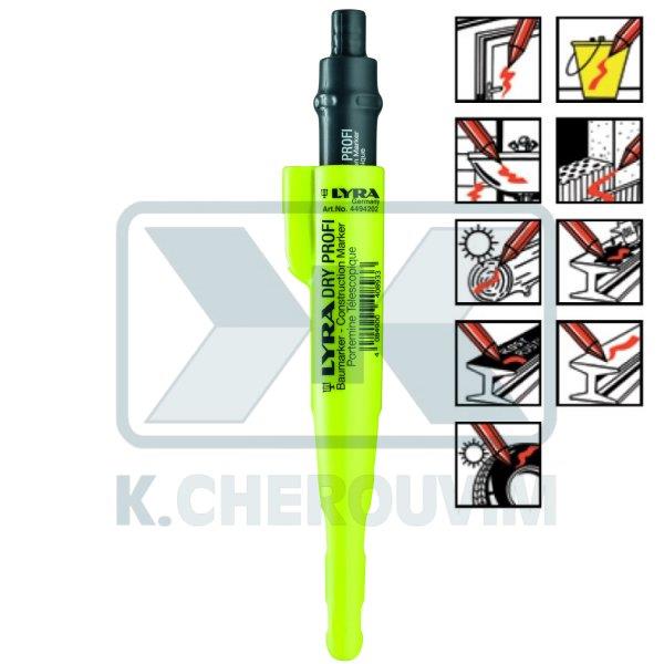 PENCIL WITH BUTTON LONG NIB Φ2,8 mm MECHANICAL LYRA DRY PROFI WITH SHARPENER