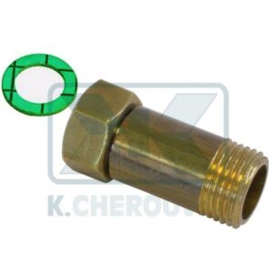 FITTING LONG L67 STRAIGHT REVOLVING 1" MALE FEMALE BRASS WITH FIBRE WASHER