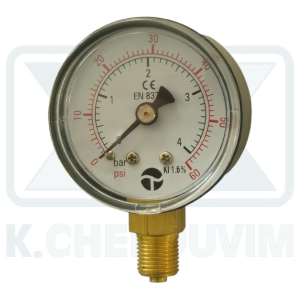 MANOMETER VERTICAL ? 40/4 bar 1/8" (DOWN THREAD) FOR FILTERS WATER