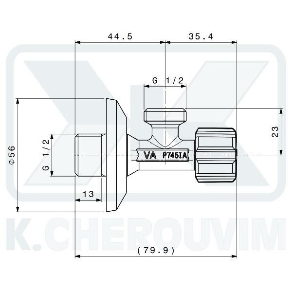 ΔΙΑΚΟΠΤΗΣ ΜΕ ΡΟΖΕΤΑ ΣΕ ΣΑΚΟΥΛΑΚΙ 1/2" Χ 1/2" ΓΩΝΙΑΚΟΣ ΧΡΩΜΕ ALBERTONI - Image 2