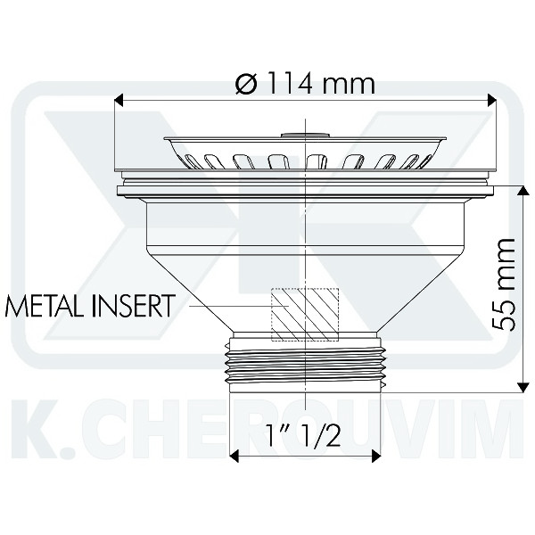 ΒΑΛΒΙΔΑ ΝΕΡΟΧΥΤΗ ΙΝΟΧ-ΠΛΑΣΤΙΚΗ 1"1/2 Χ Φ115 (3"1/2) ΜΕ ΜΕΤΑΛΛΙΚΟ ΠΑΞΙΜΑΔΙ Μ12 & ΒΙΔΑ L45 - Image 2