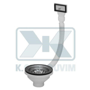 VALVE SINK WITH PARALLELOGRAM OVERFLOW INOX-PLASTIC 1"1/2 X ? 115 (3"1/2) VALVE L45