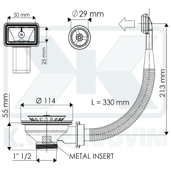 ΒΑΛΒΙΔΑ ΝΕΡΟΧΥΤΗ ΜΕ ΠΑΡΑΛ/ΜΗ ΥΠΕΡΧ. ΣΤΡΟΓΓΥΛΟ ΣΧΑΡΑΚΙ ΙΝΟΧ-ΠΛΑΣΤΙΚΗ 1"1/2 Χ Φ115 (3"1/2) ΒΙΔΑ L45 - Image 2