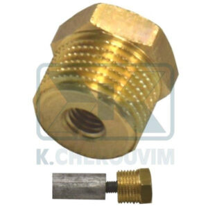 STOPPER ANODE BRASS 1"1/2 MALE X Μ8 FEMALE HEXAGON FOR BOILER