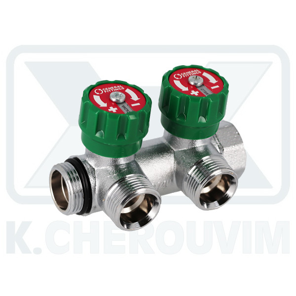 ΚΟΛΕΚΤΕΡ GF FLEXUS 1" Α.Θ. ΜΕ 2 ΔΙΑΚΟΠΤΑΚΙΑ 90° ΧΡΩΜΕ, ΕΞΟΔΟ 24x19, ΚΕΝΤΡΑ 45 mm, ΠΡΑΣΙΝΑ ΒΟΛΑΝ