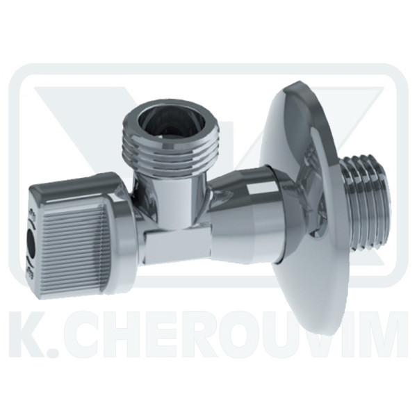 ΔΙΑΚΟΠΤΗΣ ΓΩΝΙΑΚΟΣ EURO ΣΦΑΙΡΙΚΟΣ 1/2" Χ 1/2" ΧΡΩΜΕ ΜΕ ΡΟΖΕΤΑ ΣΕ ΣΑΚΟΥΛΑΚΙ