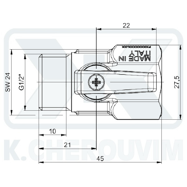 ΔΙΑΚΟΠΤΑΚΙ ΜΙΝΙ EURO ΚΟΚΚΙΝΟ 1/2" ΑΡΣ. ΘΗΛ. ΧΡΩΜΕ ΣΦΑΙΡΙΚΟ ΜΕ ΜΕΤΑΛΛΙΚΗ ΛΑΒΗ - Image 3