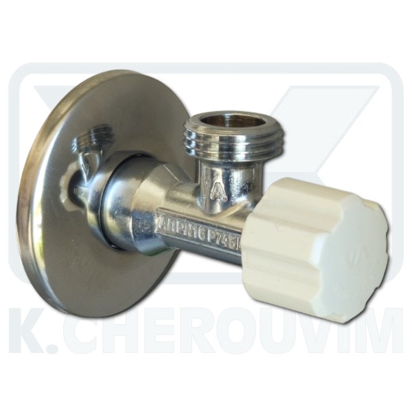 ΔΙΑΚΟΠΤΗΣ ΜΕ ΛΕΥΚΗ ΛΑΒΗ 1/2" Χ 1/2" ΓΩΝΙΑΚΟΣ ΣΕ ΣΑΚΟΥΛΑΚΙ ΜΕ ΡΟΖΕΤΑ ΧΡΩΜΕ ALBERTONI