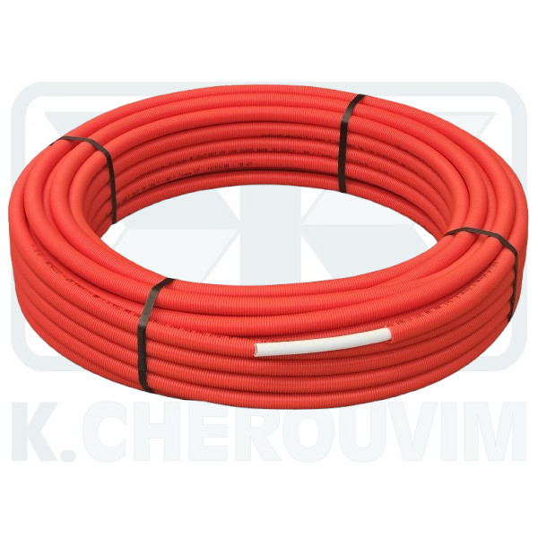 ΣΩΛΗΝΑ PE-XB/AL/PE-XB ΛΕΥΚΗ ΜΕ ΚΟΚΚΙΝΟ Φ25 ΣΠΙΡΑΛ Φ16 Χ 2,0 mm ΚΟΥΛΟΥΡΑ 50 m