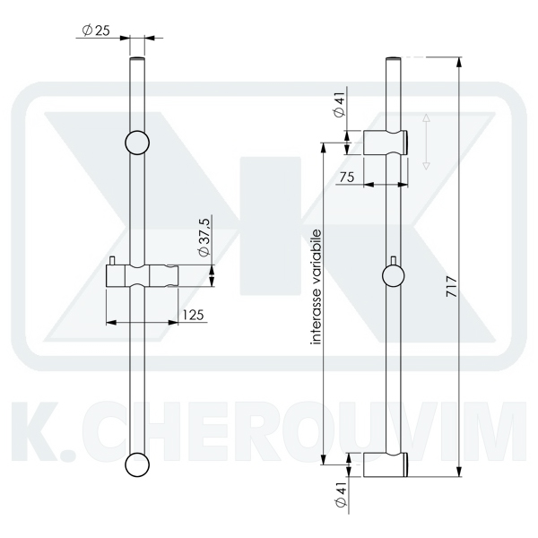 ΒΕΡΓΑ ΝΤΟΥΣ JOY Φ25 ΕΩΣ 70 cm ΜΕ ΕΝΑ ΜΕΤΑΒΛΗΤΟ ΚΕΝΤΡΟ ΒΑΣΗΣ ΧΡΩΜΕ - Image 2