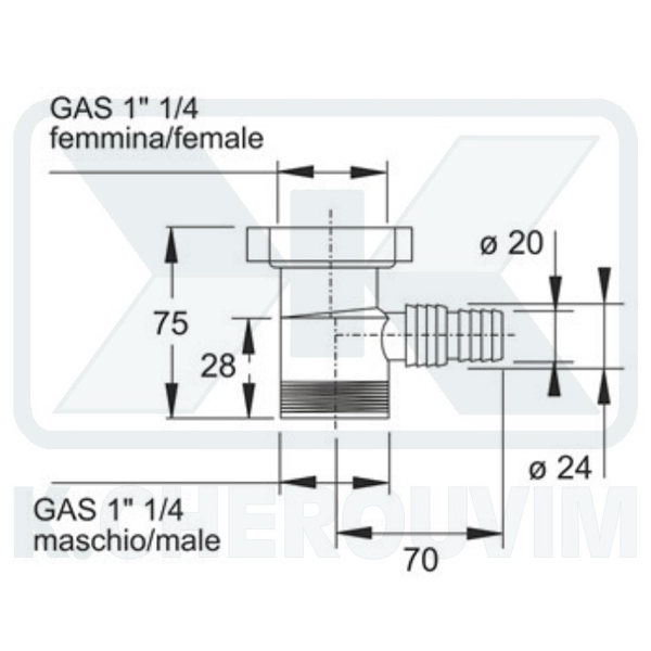 ΤΑΦ ΠΛΑΣΤΙΚΟ 1"1/4 ΘΗΛ. ΑΡΣ. ΕΞΑΓΩΓΗΣ ΠΛΥΝΤΗΡΙΟΥ ΝΙΠΤΗΡΑ Φ20-24 - Image 2