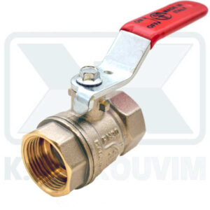 BALL VALVE N. 784 - 3/4" F.F. WITH RED STEEL LEVER STANDARD PN30 NICKEL PLATED